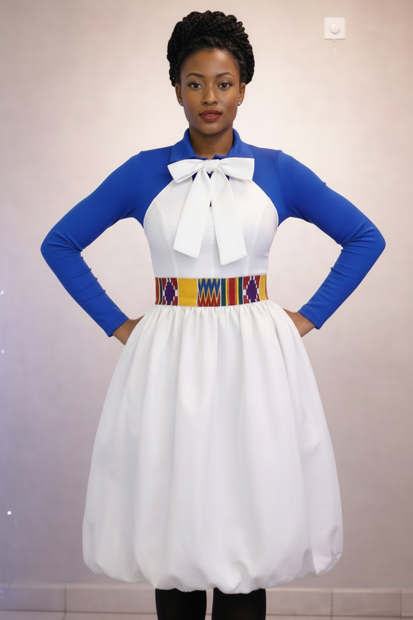 Dress with simple ribbon knot