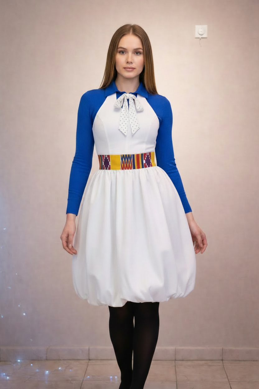 Dress with white bowtie